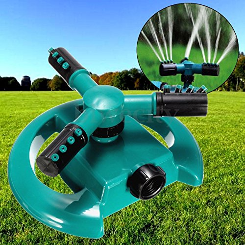 360Â° Lawn Circle Rotating Water Sprinkler 3 Nozzle Garden Pipe Hose Irrigation