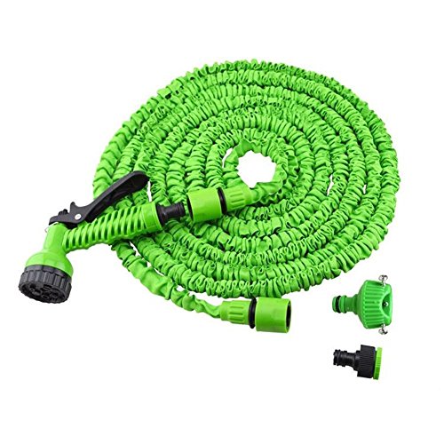 Expandable Garden Hose Pipe Magic Stretch Hose Kink Free 50ft Professional Spray Gun fits Common Style Fittings Green 15M