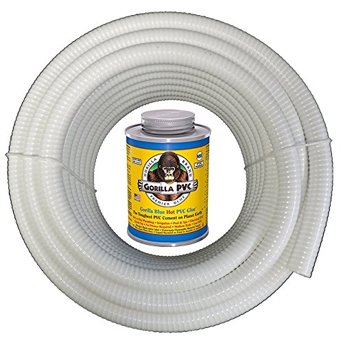 Hydromaxx&reg 25 Feet X 2 Inch White Flexible Pvc Pipe Hose Tubing For Pools Spas And Water Gardens Includes