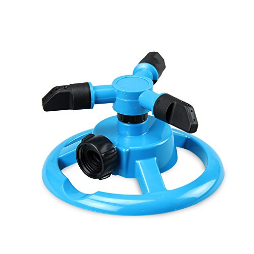 Lautechco 360 Degree Fully Circle Rotating Water Sprinkler 3 Nozzles Garden Pipe Hose Irrigation System Grass Lawn Watering
