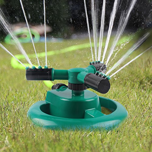 Lawn Sprinklers AerWo 360 Degree Fully Rotating Water Sprinklers 3 Nozzles Garden Pipe Hose Irrigation Spray Grass Lawn Watering