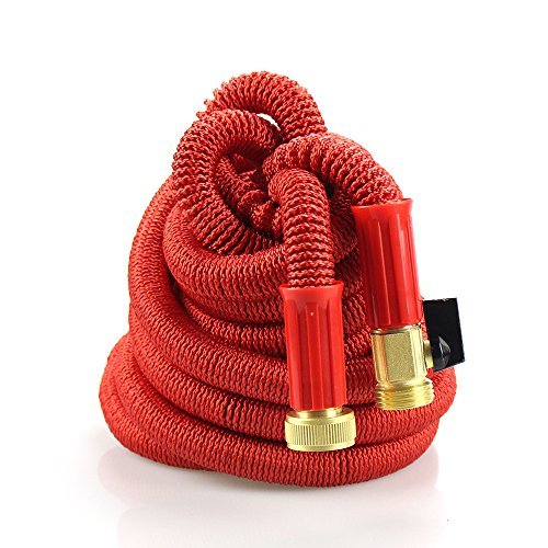 Waoaw 100 Expandable Hose Flexible Garden Water Pipe With Solid Brass Connector Red