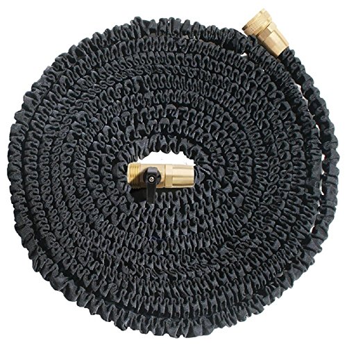 Econoled 50ft Heavy Duty Expandable Hose (black), Upgraded Brass Fittings And Shut-off Valve, Toughest, Flexible
