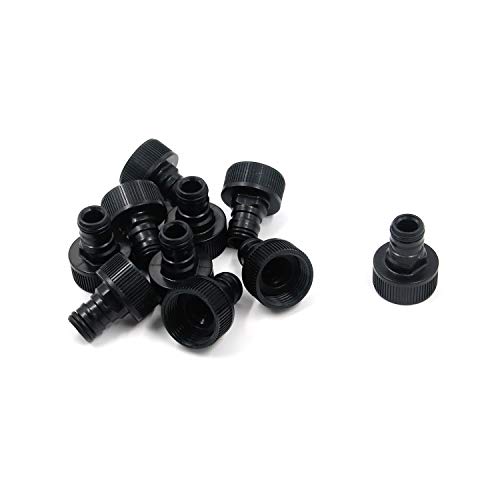 Antrader Plastic Garden Hose Female Connector Water Hose Thread Fitting Adapter Set from Quick Connector to Standard 34 Thread Connector Black 10-Pack