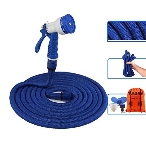 High-Pressure Car Wash Water Pipe Brush Artifact Household Set Telescopic Water Pipe Water Spray Gun Head Garden Watering Hose 10m 20m 30m Color  Blue Size  10m