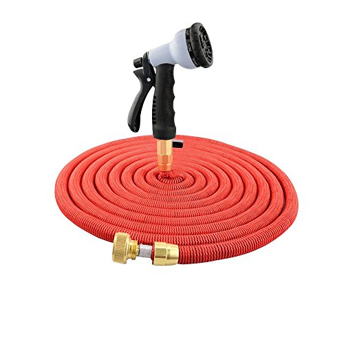50ft Expandable Garden Hose Flexible Leak-proof Water Hose With Heavy Duty Spray Nozzle Solid Brass Fittings