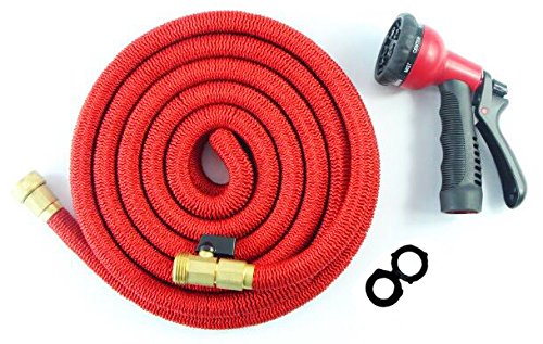 50ft Heavy Duty Expandable Hose Set With 8 Function Rust-free Nozzle-double Latex Core Extra Strength Fabric