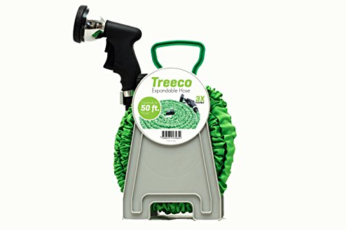 Best Expandable Garden Water Hose 50 Ft Lightweight & Heavy Duty 100% Leak Free By Treeco With Premium Metal Nozzle