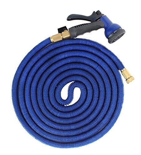 Focusairy 50 Feet Expanding Heavy Duty Expandable Strongest Garden Water Hose With Shut Off Valve Solid Brass