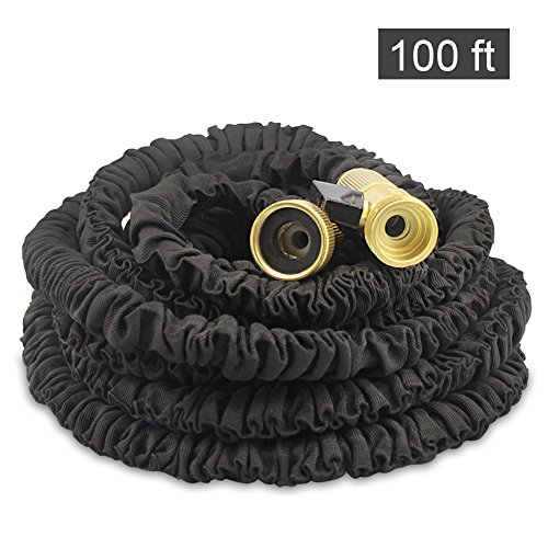 Gookit&reg 100ft Heavy Duty 3 Times Expandable Garden Hose With Brass Fittings And Inner Latex 34 Inch
