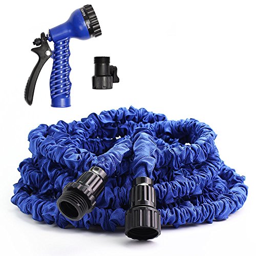 Greenmall 100FT Expandable Garden Water Hose With 7 Functions Sprayer-Blue 100FT