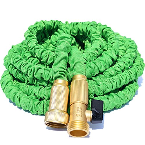 Riemex 75ft Best Expandable Garden Water Hose-TRIPLE LATEX-TOP QUALITY- Brass Fittings Connectors Flexible - for all Watering Needs 75 FT Green