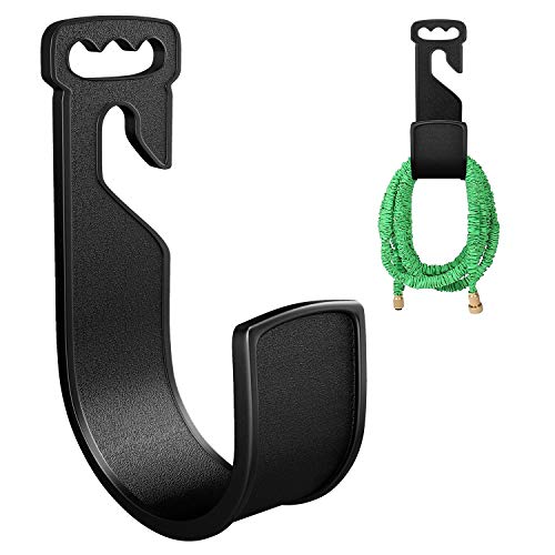 CandyHome Garden Hose Hanger Durable Wall Mount Hose Holder Rust-Free Plastic Hose Hook Hanger for Water Hose Black