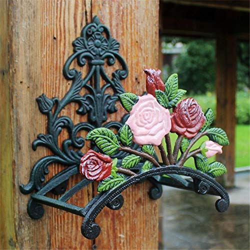 Garden Hose Hook Rustic Peony Flower Wall Mounted Hose Butler Heavy Duty Metal Water Pipe Holds Rack Wall Hose Hanger Reel Parts Connectors Color  Cast Iron Size  One Size