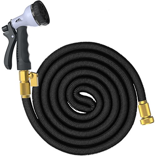 Supergrowing 25 Feet Flexible Expandable Rubber Garden Hose With Solid Brass Connector And Valvedouble Layer