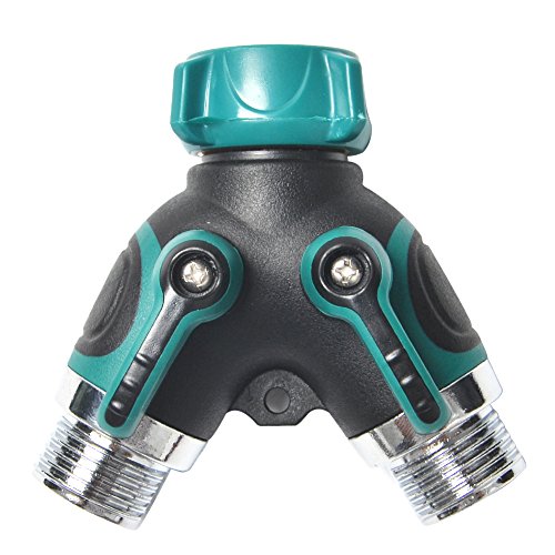 2 Way Garden Water Hose SplitterHose Y Ball Valve Connector with Zinc Alloy with Comfortable Rubberized Grip by Arnagar