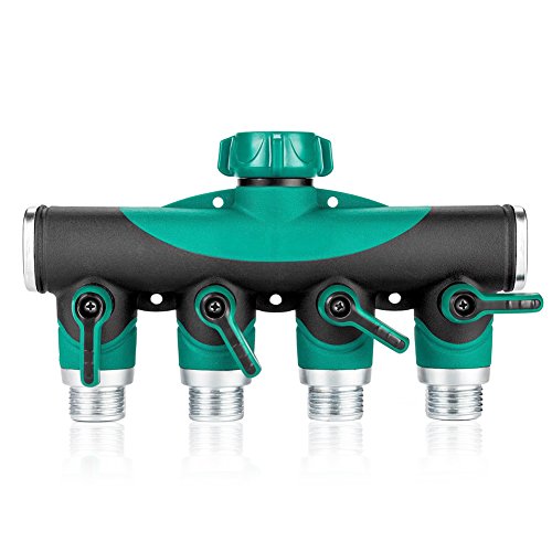 Gookit 4 Way Hose Splitter 4-way Manifold Arthritis Friendly Watering Connector Quick Switch Water Valve Extender