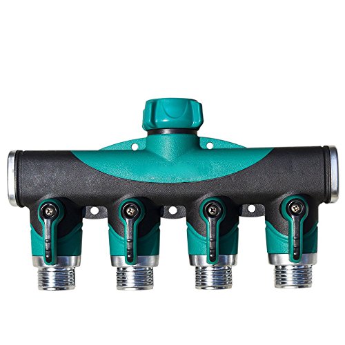 Toch 4-way Garden Hose Splitter Heavy Duty Hose Connector Watering Splitter Hose Faucet Manifold With Shut Off