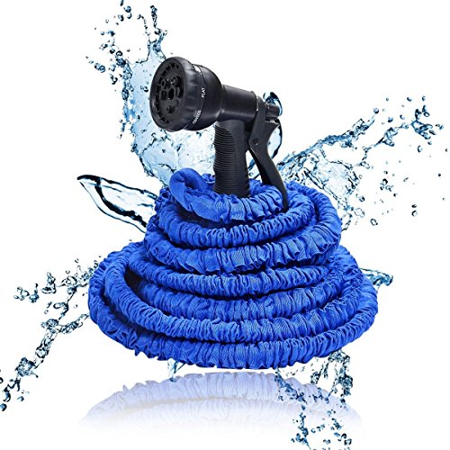 Blue 150FT Stronger Double Latex Inner Tube Prevent Leaking Strongest Expandable Solid Brass With Valve Garden Hose with Extra Strength Fabric and Professional Spray Gun Tap to Pressure Washer