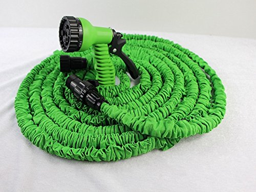50ft Green Expandable Garden Hose Including a High Quality Spray Nozzle with 7 Adjustable Pattern