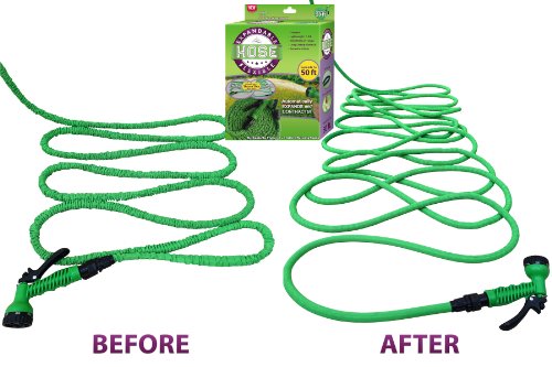 1 Expandable Garden Water Hose Nozzle Combo Expanding From 17 to 50ft Three Times its Length - This Flexible High Volume Garden Hose is Strong Lightweight Natural Rubber and Never Kinks or Tangles The Shrinking Garden Hose is Collapsible and Fits i