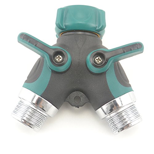 Eha Direct Â Metal Garden Hose Splitter 2 Way Y Hose Connector with Comfortable Rubberized Grip for Easy Garden Life