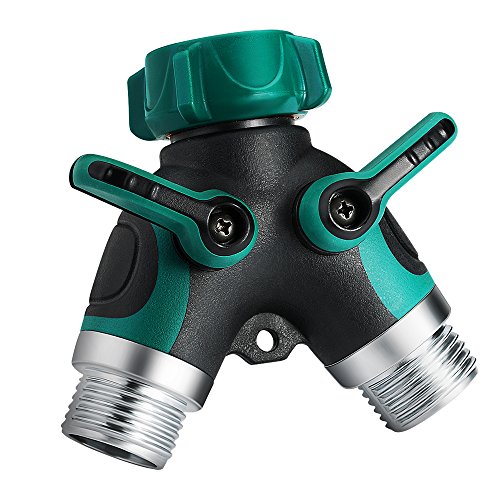 Homitt Metal 2 Way Y Hose Connector Garden Hose Splitter With Comfortable Rubberized Grip For Easy Garden Life