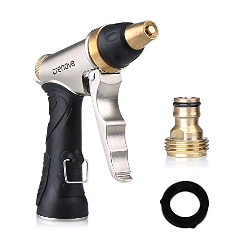 Spray Nozzle  Crenova Hn-01 Garden Hose Spray Gun Nozzle Sprayer - Heavy Duty Metal - Easy Flow Control Setting