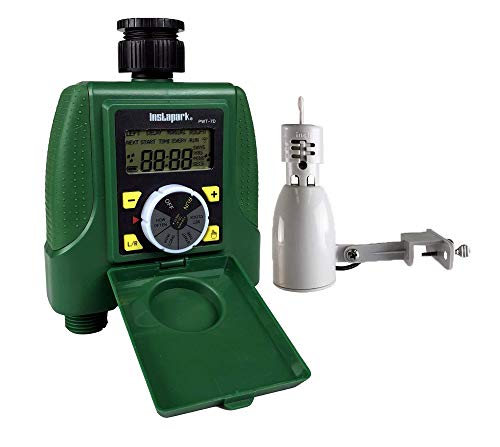 Instapark PWT-7D Dual Outlet Hose Water Timer Sprinkler Timer Automatic Valve with Rain Sensor Included
