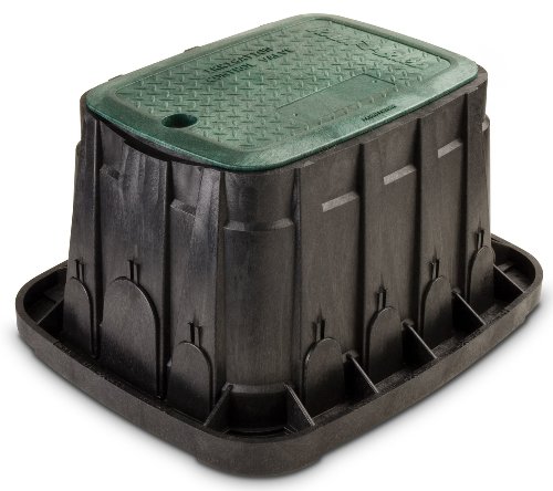 Rain Bird VBREC12 Rectangular Sprinkler Valve Box Black with Green Lid 12 High