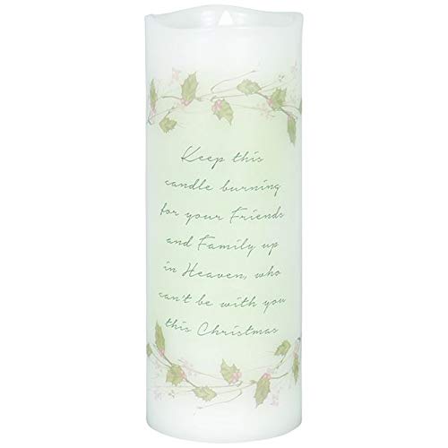 Flicker Wick Battery Operated Flameless White Wax Christmas Remembrance Candle with Automatic Timer