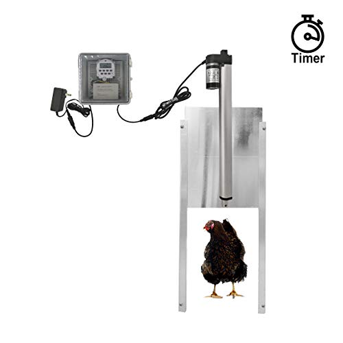JVR Automatic Chicken Door Coop Opener Kit Waterproof Outdoor Timer Controller Actuator Motor 12V DC Power Supply Timing