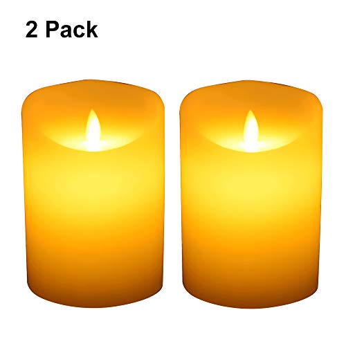 TOPCHANCES 3 x 45 LED Flickering Flameless Candle Light Battery Operated Plastic Column Led Candlelight with 6 Hours Automatic Timer for Christmas Birthday Home Wedding Party Decor 2 Pack