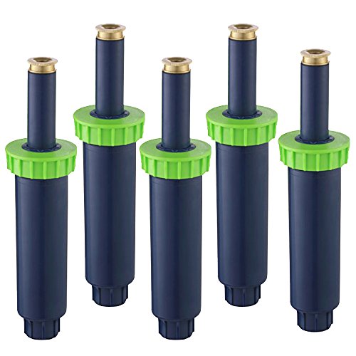 ASNOMY 4 Pop-up Sprinklers with Brass Nozzle pop up Irrigation Sprinkler for Lawn Yard Garden Planter beds - 5 Pack4pcs 360 Degrees Sprinklers  1pc 180 Degrees Sprinklers Green