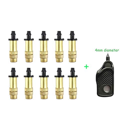 Geelyda 10 Pcs Adjustable Copper Spray Nozzle Atomization Irrigation Sprinklers Watering Drippers Sprinklers Emitter Drip System On 14 Barb for Flower Beds Vegetable Gardens Lawn Herbs Gardens