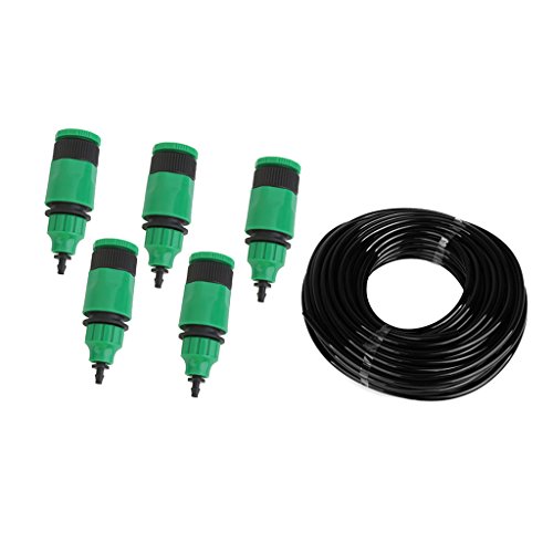 joyMerit 5 Pieces Irrigation Water Tubing Adapters with 20m Hose for Drip Tubing Capillary Hose Irrigation System Controllers