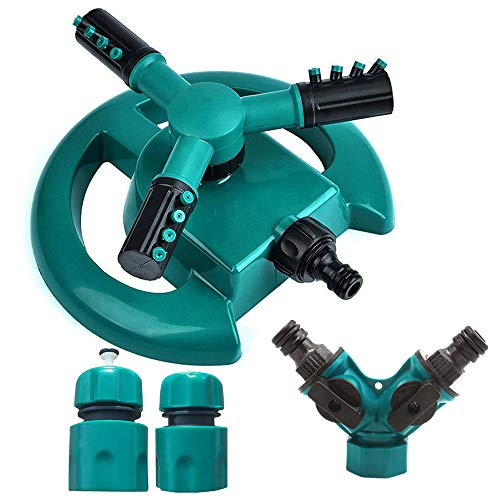 BBT-shop Water SprinklersLawn Sprinkler Garden Sprinkler Head Automatic Water Sprinklers 360°Rotationwith Y Hose Connector and Quick Connect