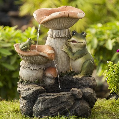 Jeco Frog Playing On Mushroom Indooroutdoor Fountain