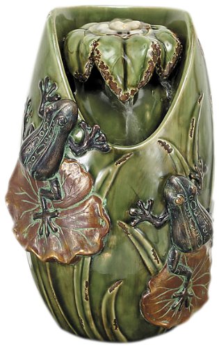 Natures Garden Verdigris Frog Tabletop Garden Fountain Large