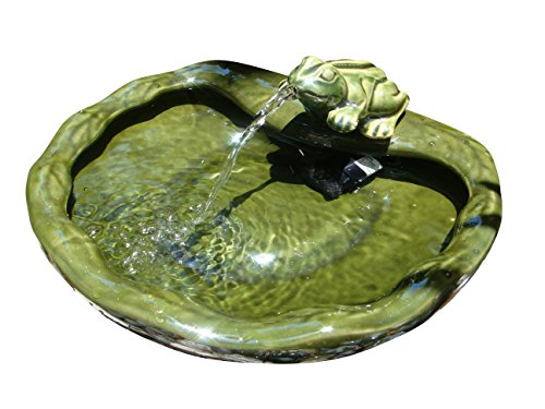 Smart Solar Ceramic Frog Fountain green