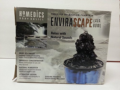 Homedics Envirascape Lava Bowl  Tabletop Relaxation Fountain Relax with Natural Sounds and Genuine Polished River Rocks