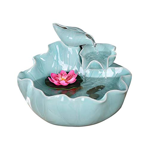 Indoor Fountain Ceramic Water Fountain Humidification Living Room Study Feng Shui Decoration Desktop Water Scenery Feng Shui Wheel Lucky Fish Tank Springs Indoor Relaxation Fountain