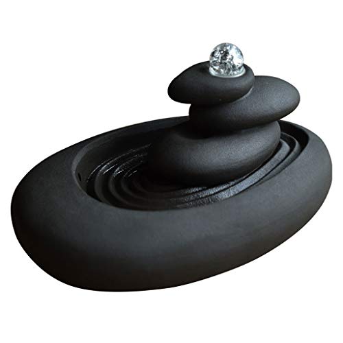 KGDC Desktop Waterfall Fountain Natural Relaxation Desktop Fountain Zen Culture Dry Stone Mountain Water Fountain Home Ceramic Decoration Crafts Decorative Fountain for Home and Office