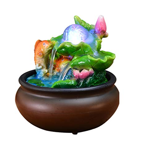 Kilinily Tabletop Water Fountain with LED Ball Illuminated Relaxation Fountain Zen Meditation Modern Decor Compact and Lightweight Office GiftsA