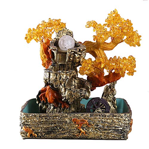 SFXYJ Luxury Indoor Relaxation Fountain Waterfall - Tabletop Zen Fountain - Feng Shui Ornaments with Water Pump - Ideal Birthday Anniversary or Wedding Present