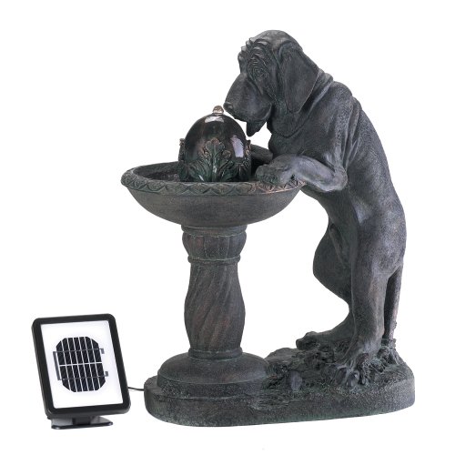 Koehler Home Decor Thirsty Dog Whimsical Faux Bronze Outdoor Garden Solar Fountain Statue