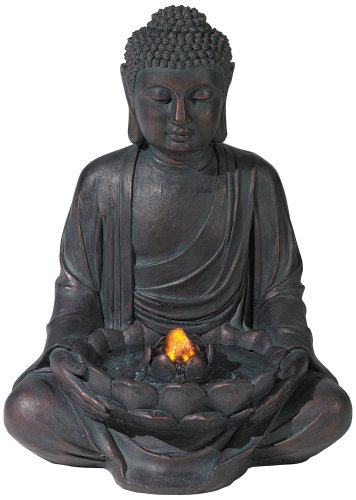 Meditating Aged Bronze Buddha Led Indooroutdoor Fountain