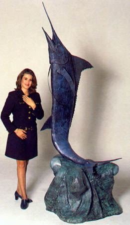 Monumental Solid Bronze Single Marlin Swordfish Fountain 100H