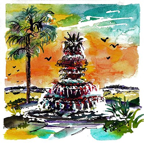 Imagekind Wall Art Print Entitled Charleston Pineapple Fountain SC by Ginette Callaway  16 x 16