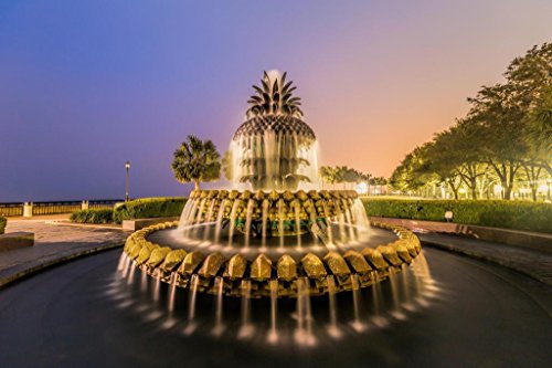 Pineapple Fountain Waterfront Park Charleston Photo Art Print Cool Huge Large Giant Poster Art 54x36